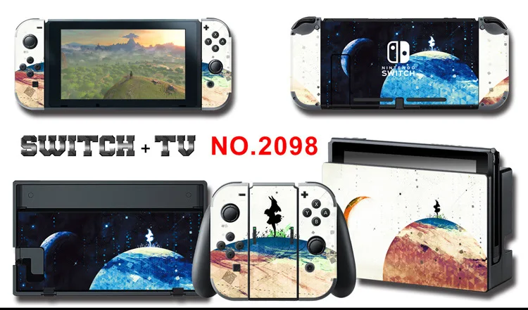 1set New Cute Anime Full Body Sticker for NS Switch Protective Cover Skin Colorful Art for Game Console Joy-Con Controller Decor