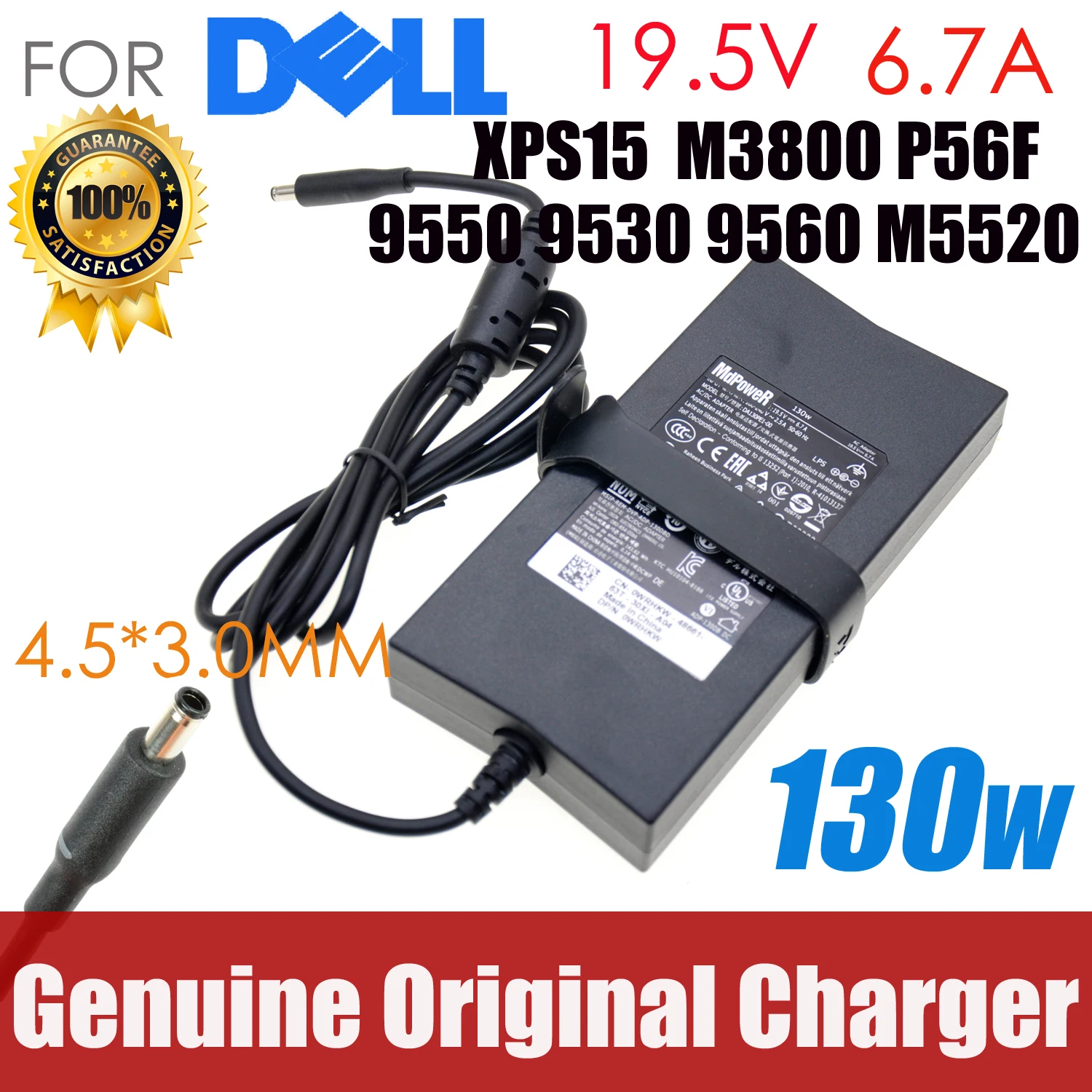 Originale Per Dell 130W 19.5V 6.67A/6.7A Caricabatterie Xps 15 9530 9550 9560 Precisione M3800 Da130Pm130 06 Tty6 Adattatore Ca Per Laptop