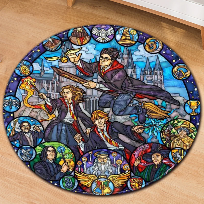

Anime Magic University Collage Door Mat Floor Mat Round Carpet Rug Home Carpet Hotel Living Room Floor Mats Anti Slip