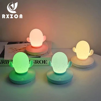 

Colorful USB Rechargeable Touch Control LED Night Light Cactus Silicone Lamp For Baby Room Bedroom Decoration Night Lamp