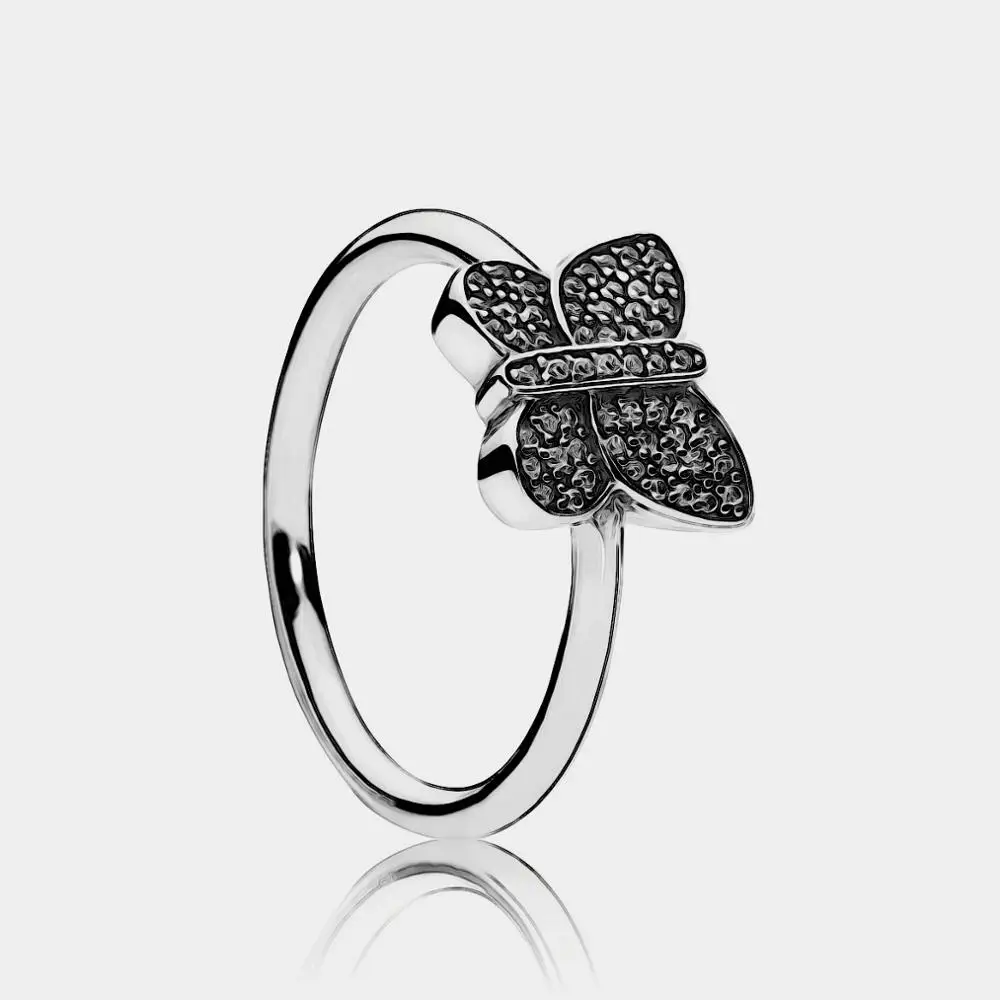 925 пробы, Серебряное классическое кольцо в форме розы, звезды, бабочки, сердца, женское Гламурное серебряное Ювелирное кольцо - Цвет основного камня: JZ223