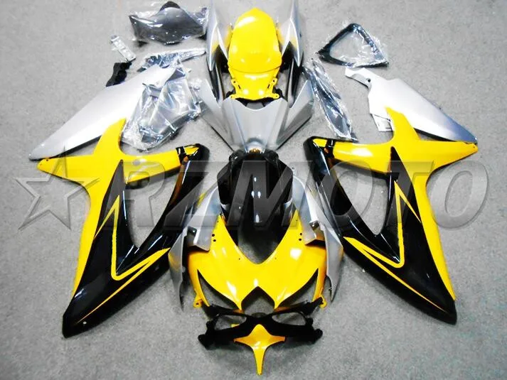Литье под давлением) ABS обтекатель наборы Подходит для Suzuki GSXR-600 GSXR-750 K8 2008 2009 2010 Обтекатели крышка желтый черный серебряный