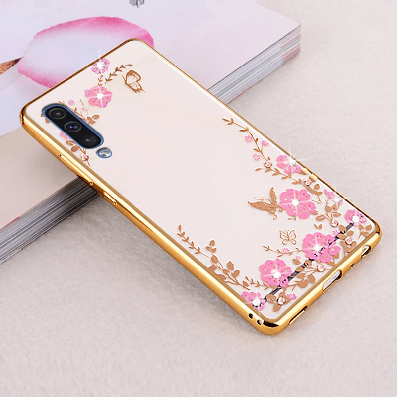 YueTuo Etui, coque, чехол, чехол для samsung Galaxy A50 A60 A70 A80 Прозрачный задний мягкий Алмазный силиконовый чехол для телефона