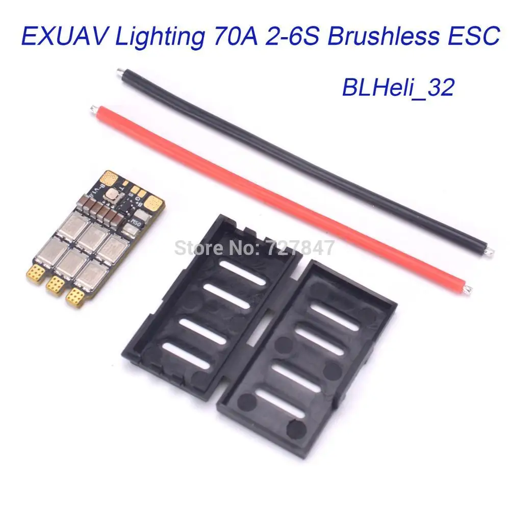 

EXUAV Lighting 70A 2-6S BLHeli_32 Brushless ESC with shell support Dshot 150/300/600/1200 / Oneshot / Multishotfor FPV RC Drone