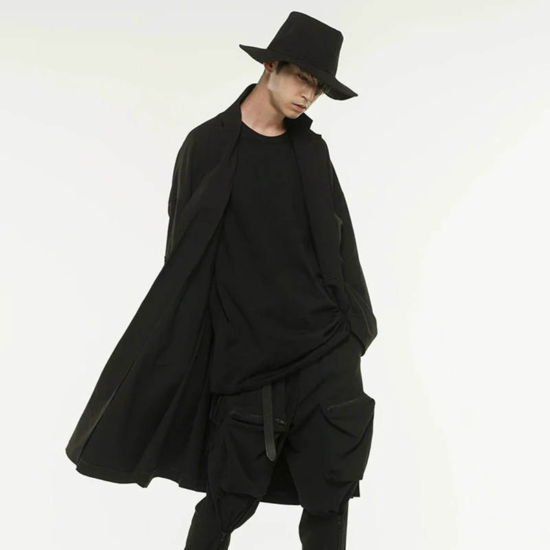 S~ 6XL! Настраиваемая новая мужская одежда модное сценическое шоу Yamamoto с капюшоном свободный оверсайз рукав летучая мышь плащ пальто