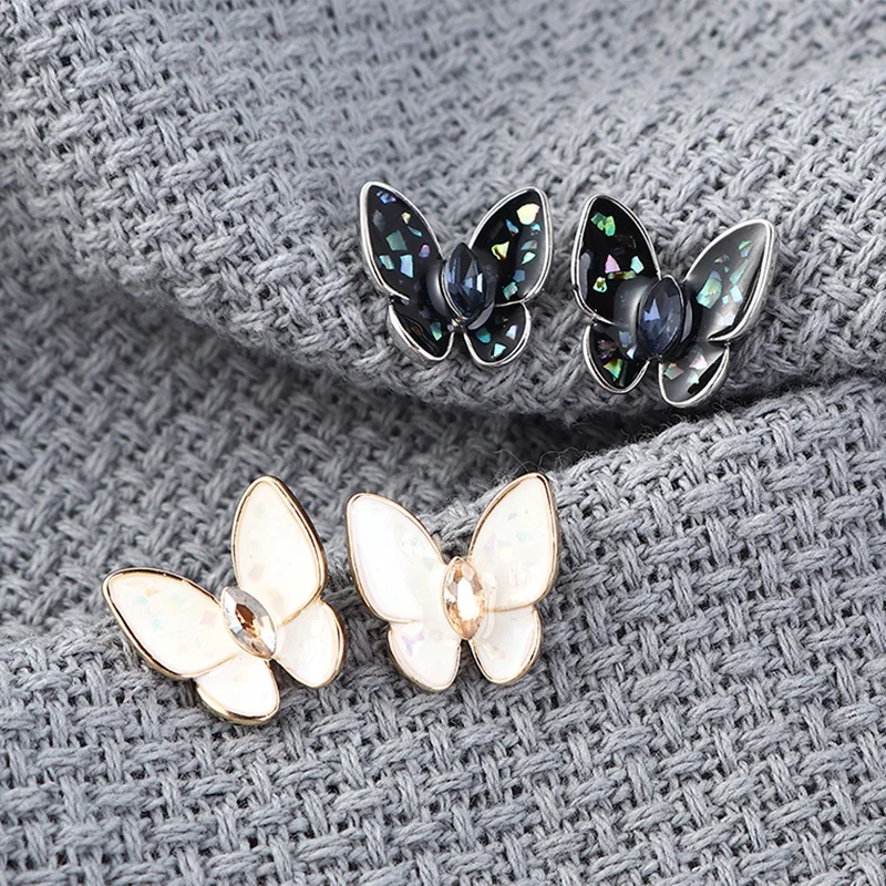 Блестки Цвет Бабочка Серьги модные для женщин массивные серебряные иглы S925 девушек серьги с кристаллами ювелирные изделия