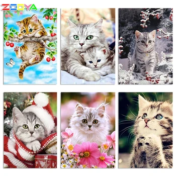 

ZOOYA Diamond Embroidery DIY Diamond Painting Animal Cute Cat &Fruit Tree Diamond Painting Cross Stitch Rhinestone Mosaic BY18