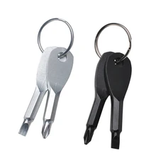 Porte clés d'auto défense en acier inoxydable, Mini tournevis de poche, pour l'extérieur, outil de survie