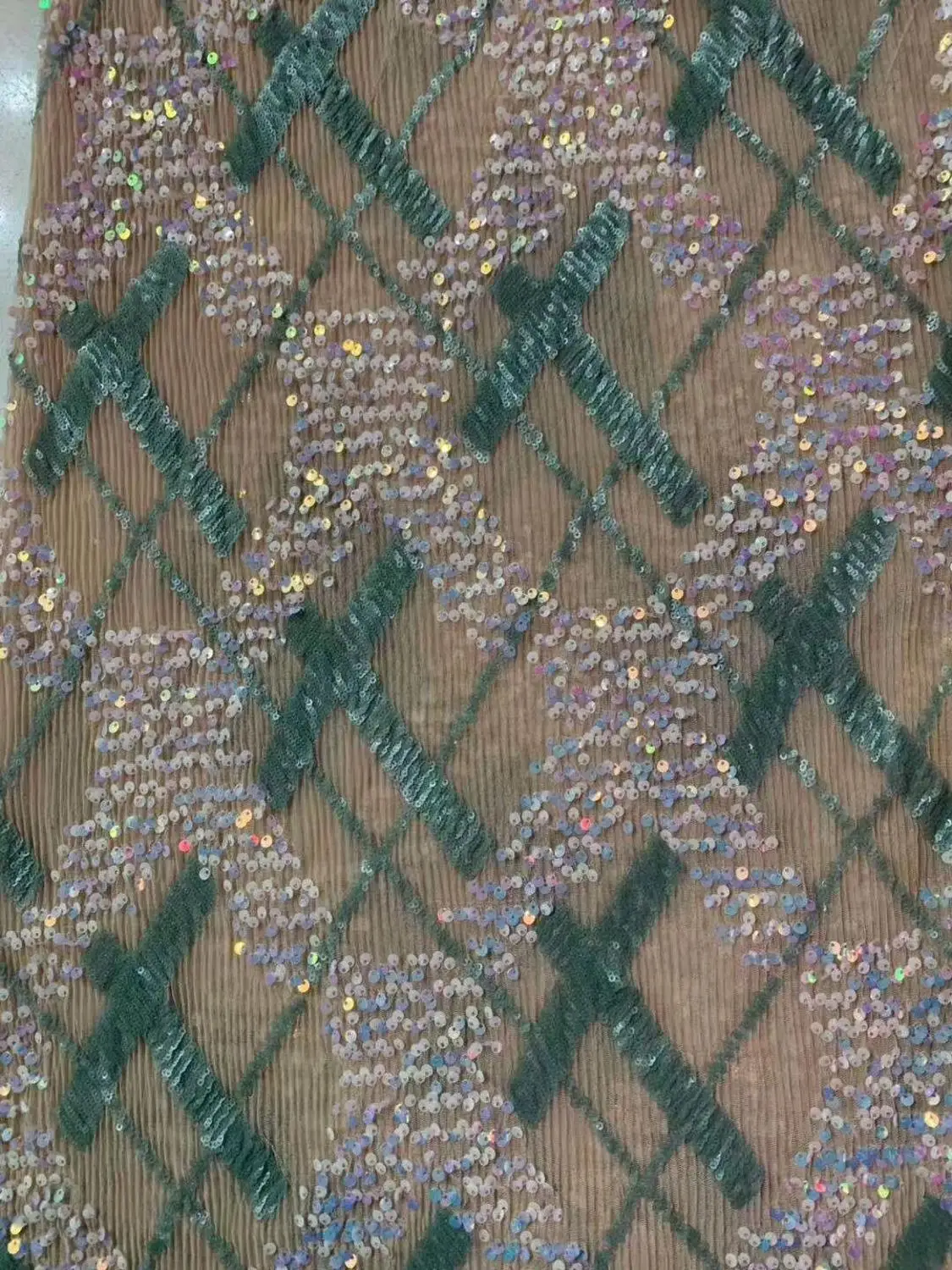 

Nigerian french net Lace CiCi-9.4905 Embroidered Cord Lace Fabric with full beads for bridal dress