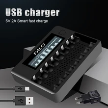 

PALO 8 Slots 1.2V AA AAA Battery Charger LCD Smart USB Battery Charger For 1.2V AA/AAA NI-MH/NI-CD Rechargerable Battery