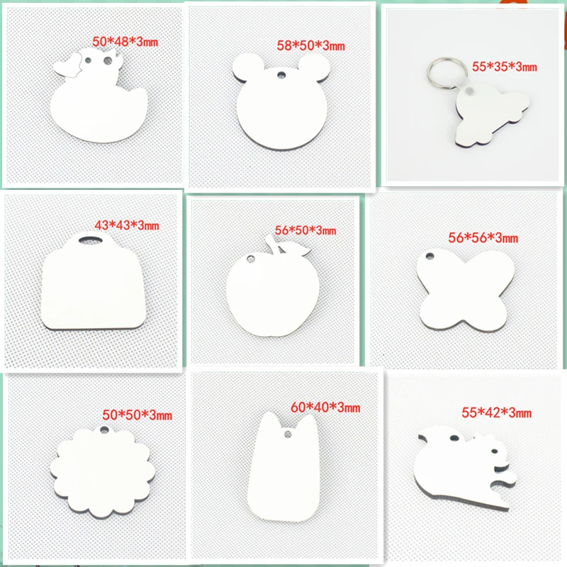 Free Shipping 30pcs/lots Blank Sublimation MDF Key Rings Tags Keychain DIY Gift Printing Sublimation Ink Transfer Two Sides