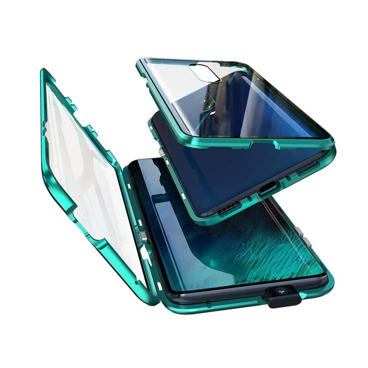 Металлический чехол из закаленного стекла для телефона с магнитной адсорбцией и откидной крышкой, прозрачные телефонные чехлы для Oneplus 7