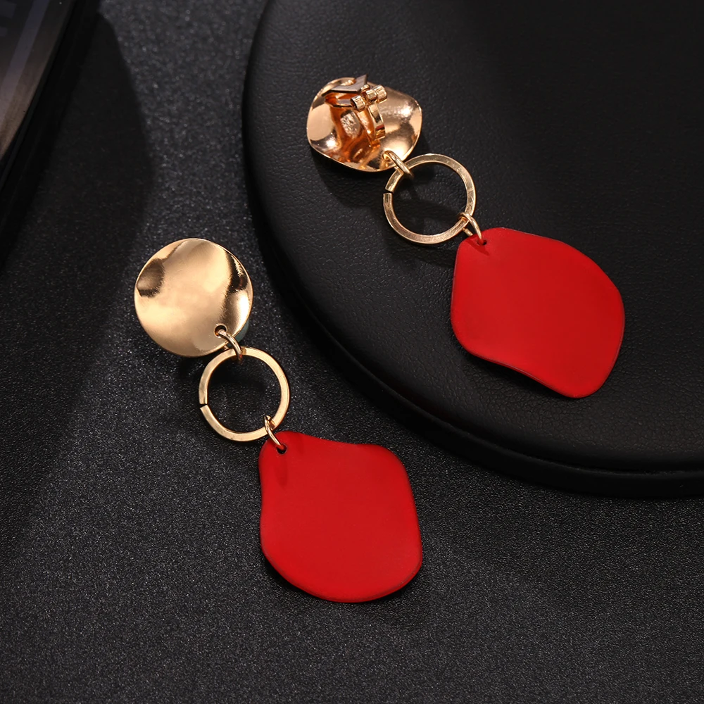Women Clip Earrings Geometric Vintage Irregular No Hole