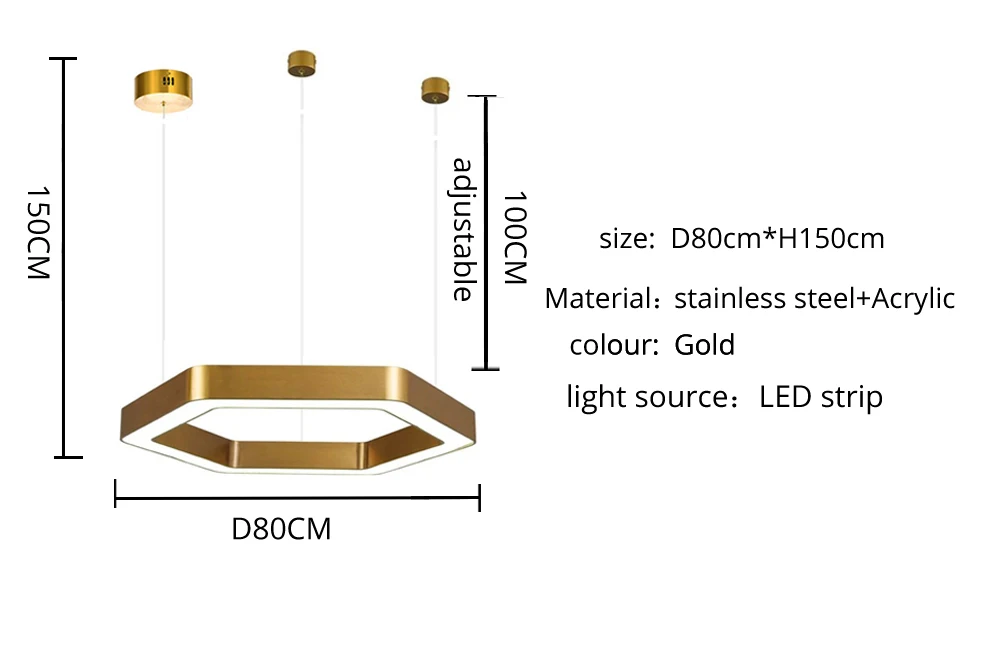 Современный светодиодный подвесной светильник из нержавеющей стали AC110V 220V Золотой светильник для украшения дома и магазина