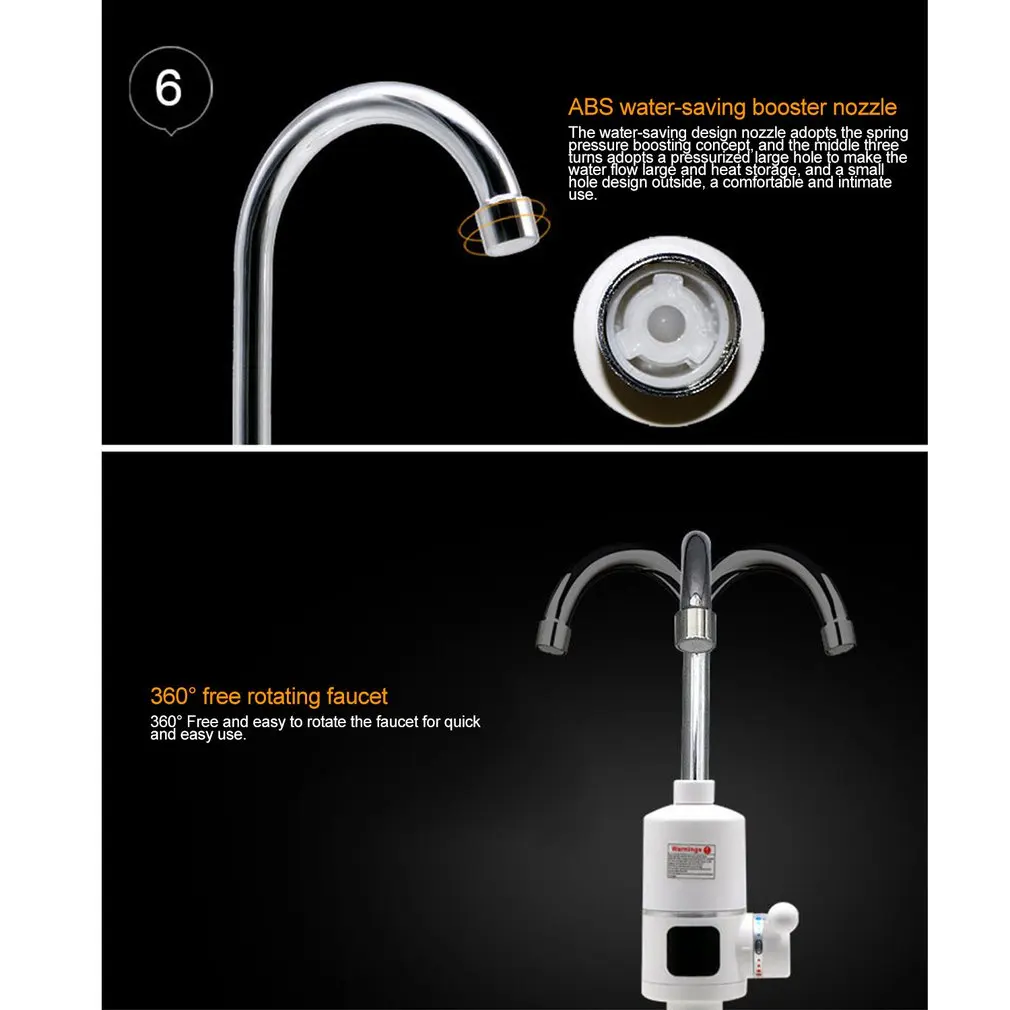 Electric Kitchen Water Heater Tap Instant Hot Water Faucet Heater Cold Heating Faucet Tankless Instantaneous Water Heater