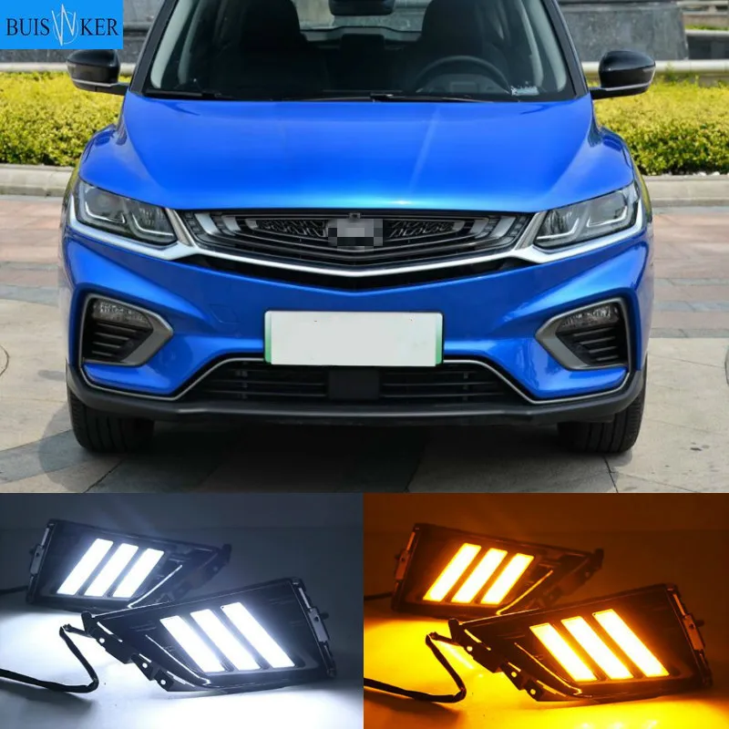 

2 шт. для Geely Boyue Протон PRO 2019 2020 Автомобильный светодиодный дневной светильник рама противотуманной фары противотуманные светильник