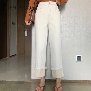 

Genayooa Patchwork Boyfriend Jeans For Women Plus Size Hot Womens High Waist Jeans Woman Wide Leg Streetwear Loose Jean Femme