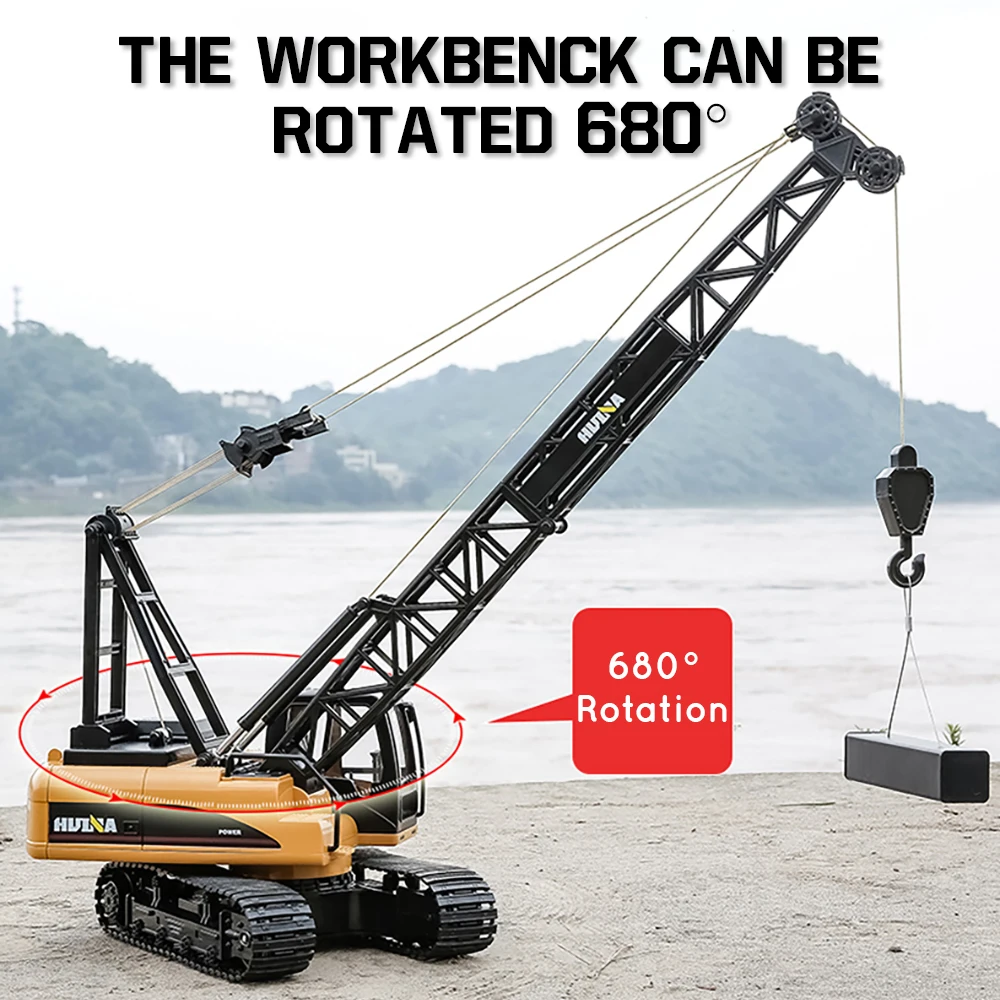 HUINA 572 1:14 RC Truck Crane 15 Channels Metal Alloy Tractor Engineering Car 2.4GHz Remote Controlled RC Crane Toys for Boys 4