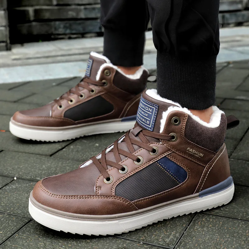 

2019 Autumn & Winter Snow Boots Men's Snow Boots Soft Anti-slip plus Cotton plus Velvet High-top Board Shoe Men