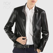Корейский стиль черная натуральная кожа овчины бизнес куртка мужская кожаная куртка Верхняя одежда manteau homme jaqueta de couro LT1597