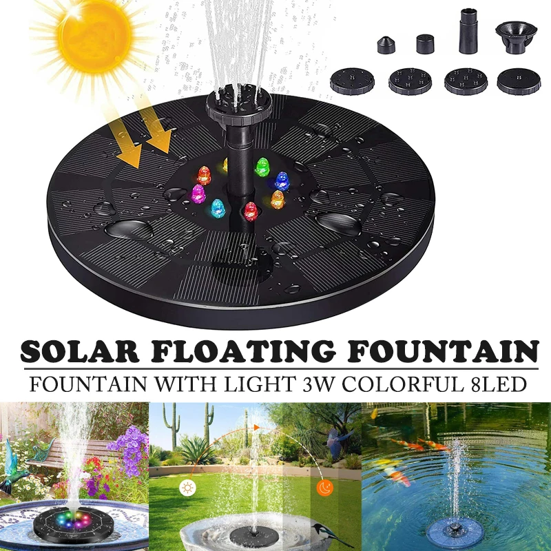 

Solar Floating Water Fountain Colorful LED Solar Powered Floating Water Fountain Pump For Garden Pool Pond Outdoor Decoration