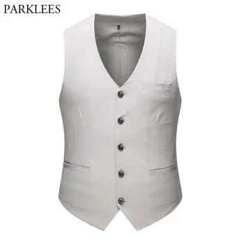 

White Suit Vest Waistcoat Men 2020 Brand Slim Fit Single Breasted Dress Vests Mens Formal Business Wedding Tuxedo Chaleco Hombre