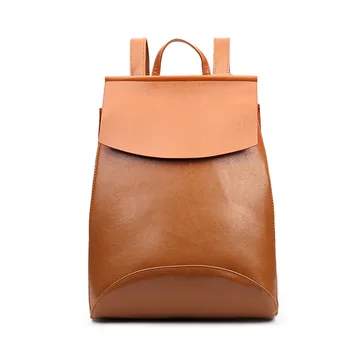 

2020 new simple fashion large capacity female bag backpack fashion casual bag oil leather school bag