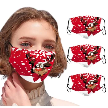 

3PC Adult Face Shield Christmas Printed Windproof Face Mask Cloth Face Shield Washable Reusable Mouth Mask Breathable mondmasker