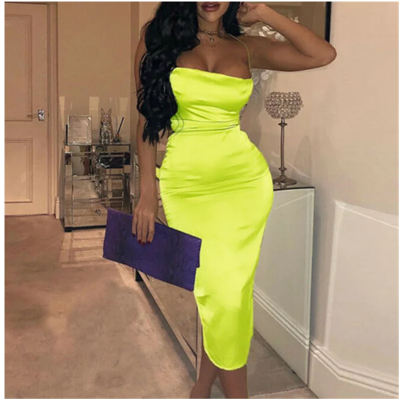 

Summer Dresses 2019 New Summer Womens Sexy Strap Sleeveless Square Collar Backless Skinny Pencil Dress
