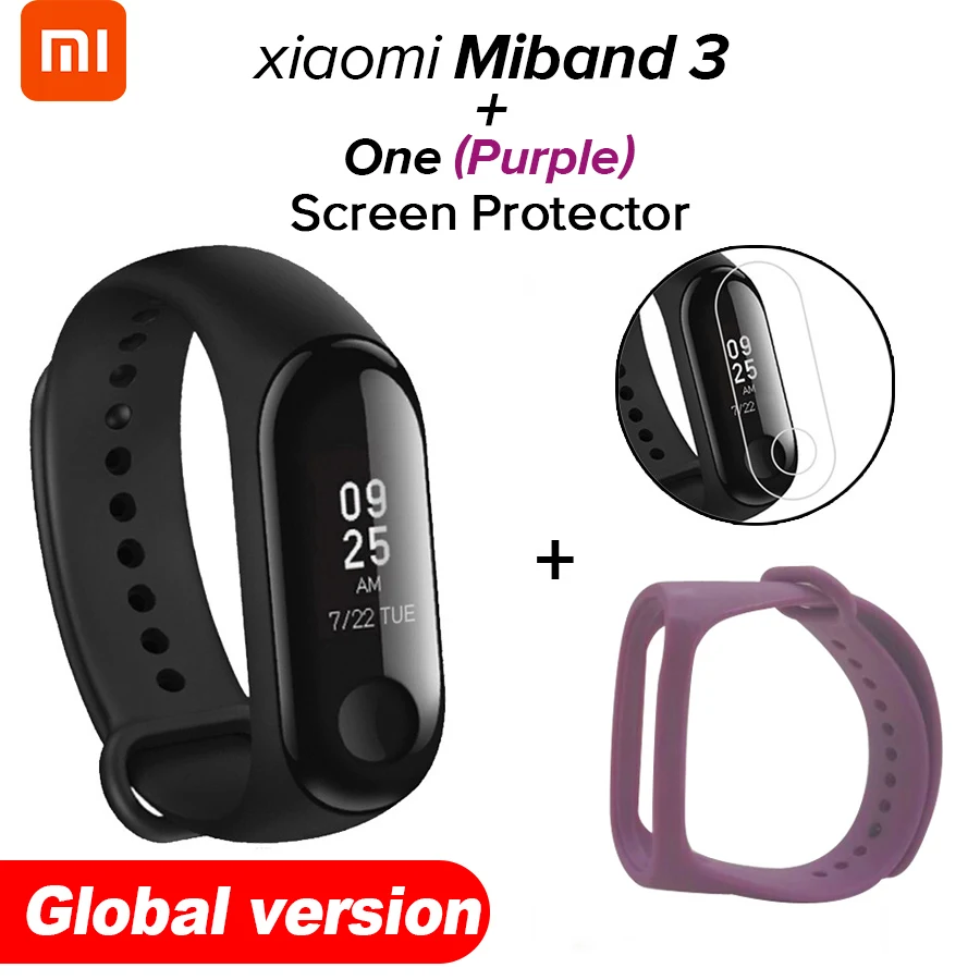 Xiao mi Band 3 mi band 3 фитнес-трекер пульсометр 0,78 ''OLED дисплей Bluetooth 4,2 для Android IOS - Цвет: GB Purple N Film