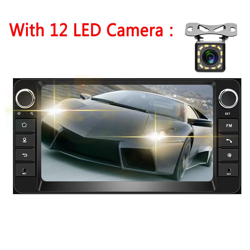 With 12 LED Camera Podofo 1G+ 16G Android 8,1 Автомагнитола 7 ''автомобильное радио для машины Стерео gps MP5 MirrorLink для Toyota Corolla мультимедийный плеер - Цвет: With 12 LED Camera