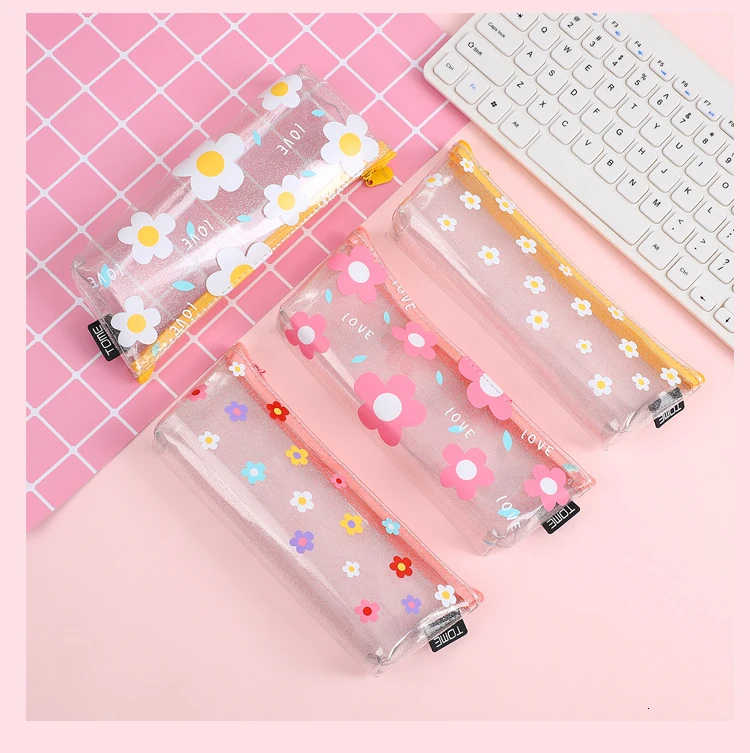 JIANWU 1 шт. Kawaii flower Карандаш Чехол Треугольники из прозрачного ПВХ с высокой пропускной способностью карандашей, пенал милый Карандаш Чехол школьные принадлежности