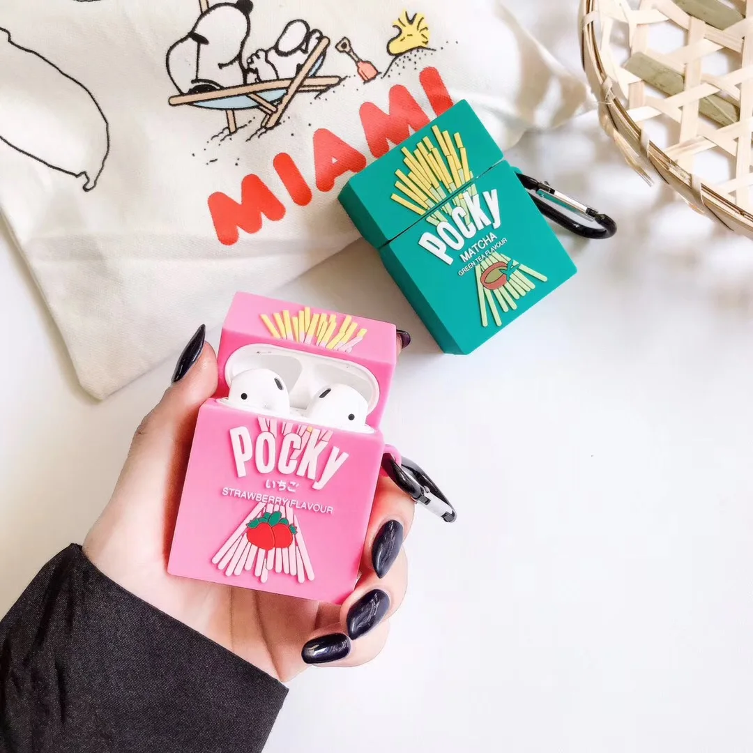 3D Клубника Glico Pocky печенье беспроводная Bluetooth гарнитура силиконовый чехол для Airpods 1 2 Airpod Pro3 защитный чехол для наушников