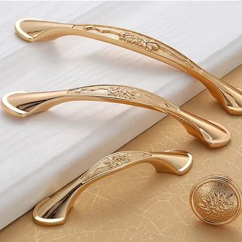 Gold Door Handles Wardrobe Drawer Pulls Kitchen Cabinet Knobs And Handles Fittings For Furniture Handles Hardware Accessories