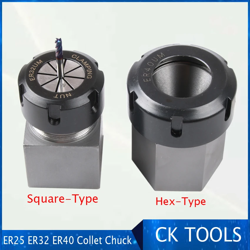 Square Collet Chuck Block Silver Carbon Steel High Accuracy CNC Lathe Tool Holder ER40 