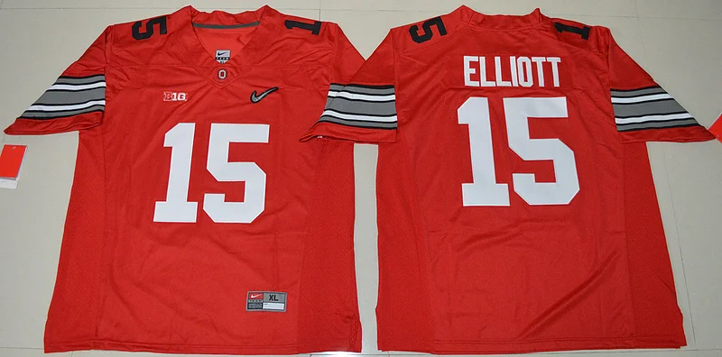 Черный Ohio State Buckeyes Ezekiel Elliott 15 Diamond Quest-белый размер S, M, L, XL, 2XL, 3XL ДЖЕРСИ - Цвет: Черный