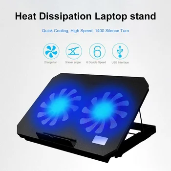 

Laptop Cooler Cooling Pad 2 USB Ports and Two Cooling Fan Adjustable Speed Notebook Stand for 12-17inch