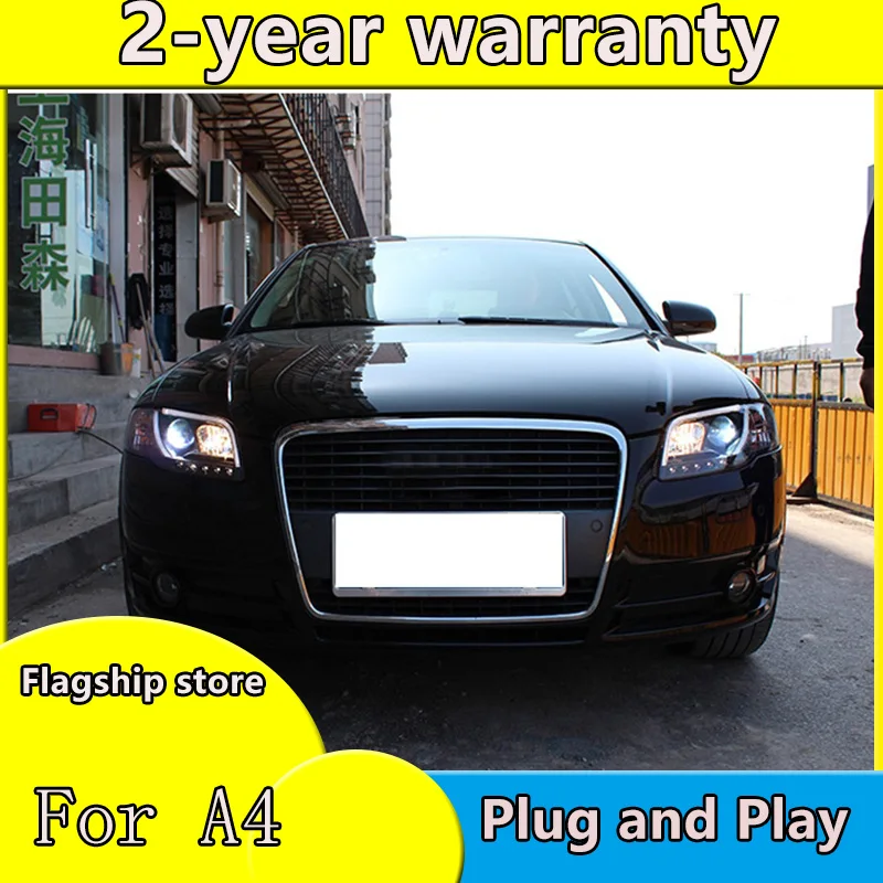 

Автомобиль Стайлинг для Audi A4 B7 фары 2005-2008 A4 B7 светодиодный ные фары DRL линзы двойной луч H7 HID Xenon bi xenon линзы