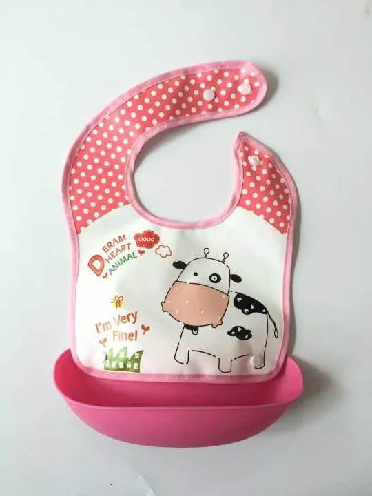 Pinkcow Детский нагрудник для еды, водонепроницаемый, не моется, карман для еды, слюнявчик для ребенка, слюнявчик, кусок ткани, сумка для кормления ребенка - Цвет: Pinkcow