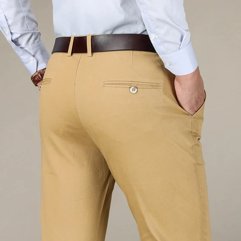 Мужские осенние модные деловые повседневные длинные штаны, мужские эластичные прямые формальные брюки, большие размеры 28-38