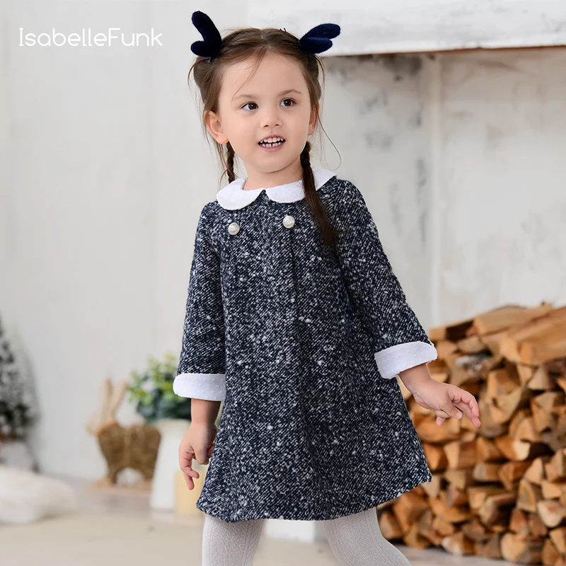 Осенне-зимняя одежда для детей Серебряное платье с воротничком для куклы рождественское платье для малышей зимняя одежда для маленьких девочек рождественское платье