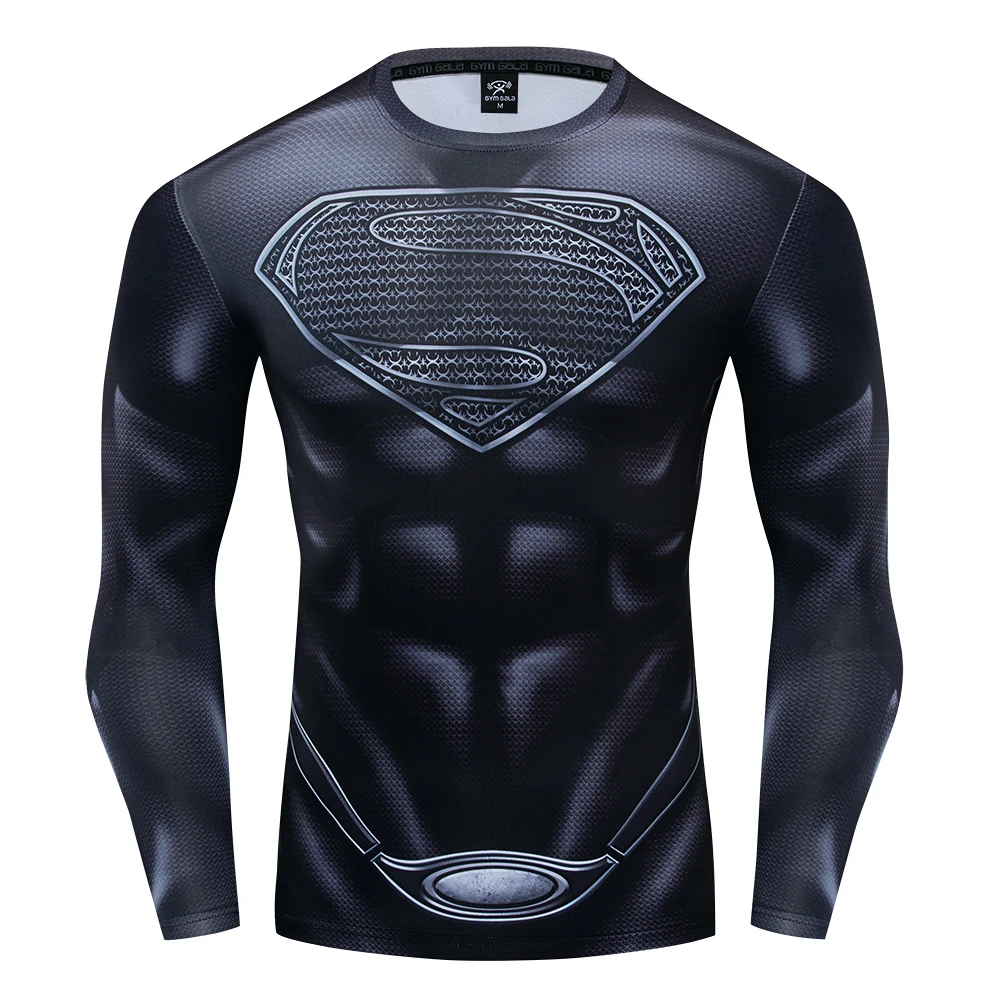 

New DC superman hero tights T-shirt top men's fitness long-sleeve T-shirt new 2020