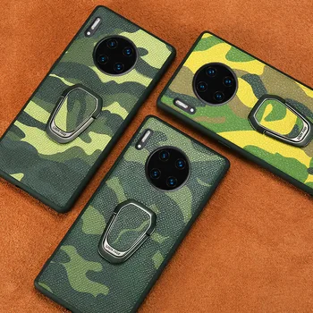 

Camo Leather Case For Huawei P Smart 2019 Case Magnetic Metal Ring Kickstand Cover For Huawei P20 Pro P30 Pro Mate 30 Pro Funda