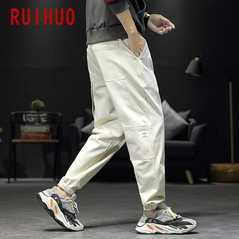 RUIHUO, японский стиль, брюки карго, мужская Японская уличная одежда, спортивные штаны, мужские Модные брюки для бега, брюки мужские тренировочные, 5XL, осень