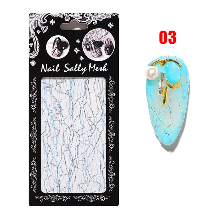 Nail Art Embossed 3D Nail Sticker Nail Glitter Adhesive Hollow Transfer Foils Stripe Line Mesh Decorations BV789