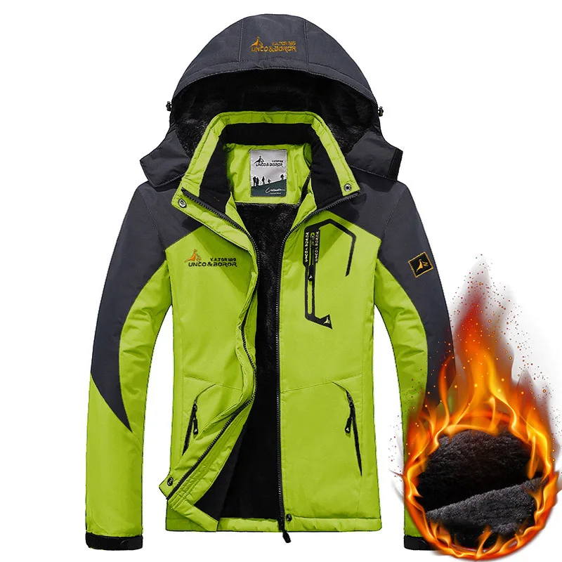 TWTOPSE, мужская куртка для сноубординга, лыжного спорта, зимняя, водонепроницаемая, Спортивная, теплая, для велоспорта, рыбалки, ветрозащитная, походная, для кемпинга, флисовая, верхняя одежда - Цвет: Light Green Jacket