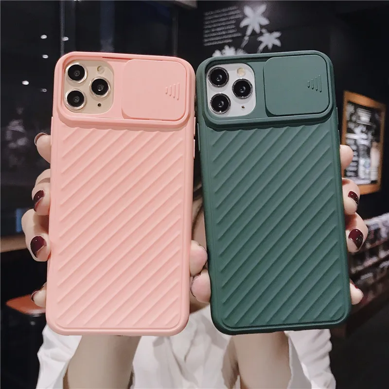 

Slide Camera Protection Phone case For Iphone 11 Pro Max Xr Xs Max 6s 8 7 Plus Soft Tpu Silicone Lens Back Full Cover case