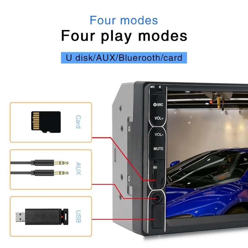 7081B 2 Din автомагнитола 7 дюймов плеер Mp5 пресс-экран Bluetooth мультимедийный автомобильный резервный монитор камеры
