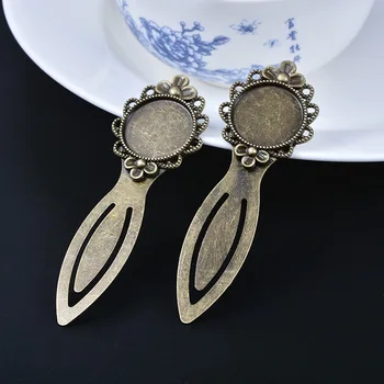 

10pcs/lot 85*28mm jewelry Findings Cabochon Setting Charm Pendant Alloy Antique Bronze Round Flower Bookmark
