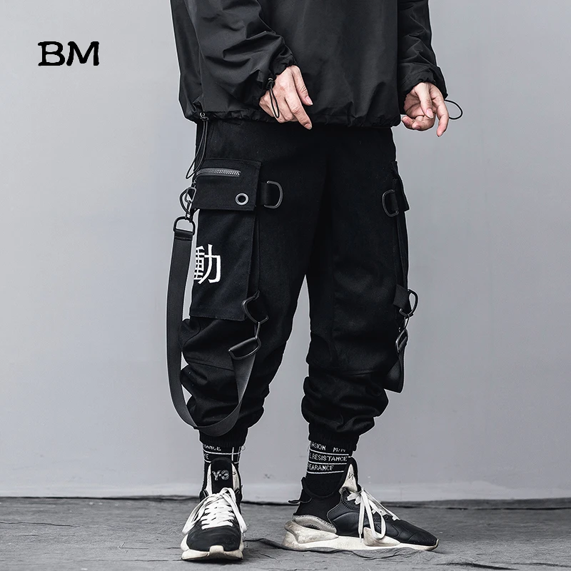 BM ropa de calle Kpop para hombre, pantalones de estilo coreano, estilo Hip  Hop, moda informal, pantalones de carga, pantalones harén negros|Pantalones  informales| - AliExpress